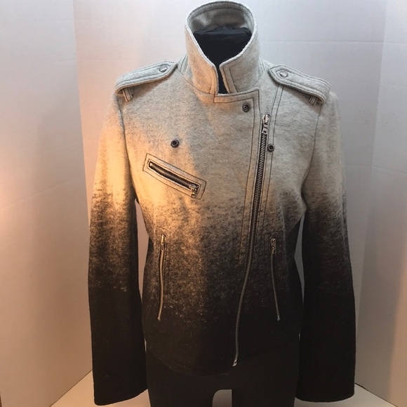 NWT GAP White, Gray & Black Ombre Moto Jacket – Size M - Picture 2 of 8